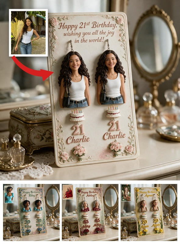 Personalized 21st Birthday Latina Woman Earrings with Display Card Gift for Her