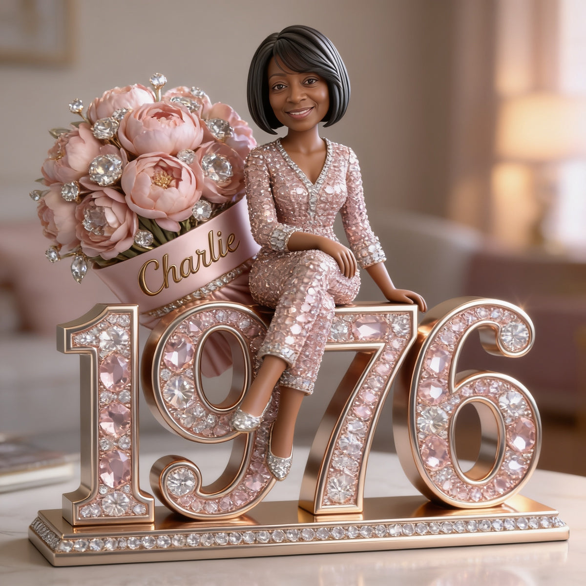 Personalized 50th Birthday Middle-Aged Black Woman Custom Shaped Acrylic Plaque Gift For Her