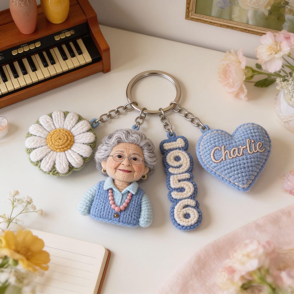 Cadeau de porte-clés personnalisé pour le 70e anniversaire d'une femme latina âgée