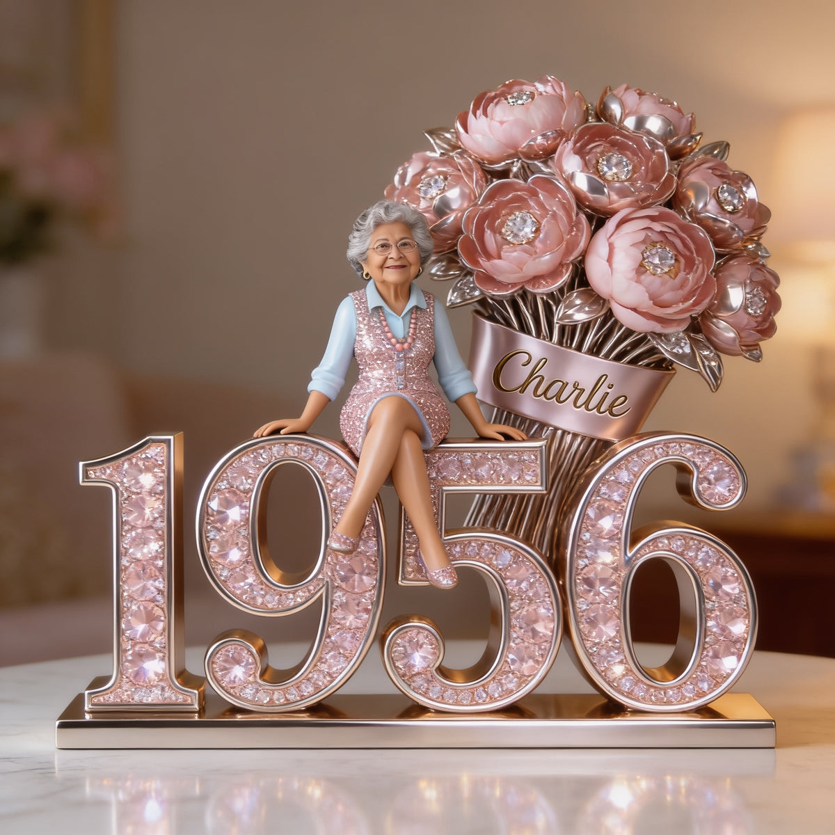 Personalized 70th Birthday Older Latina Woman Custom Shaped Acrylic Plaque Gift for Her