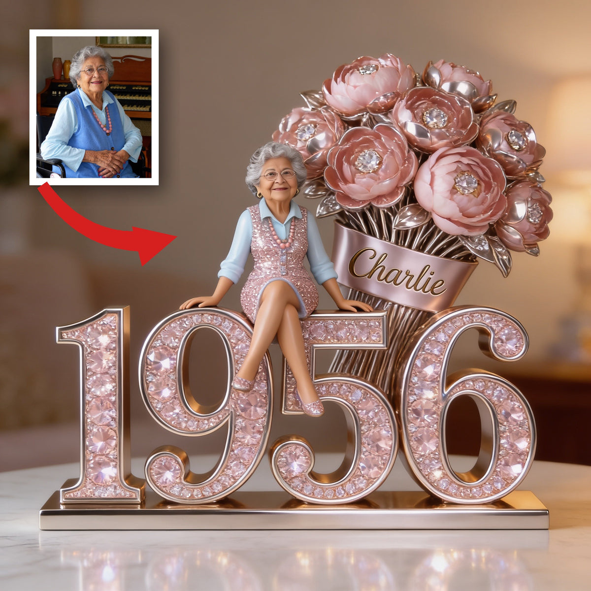 Personalized 70th Birthday Older Latina Woman Custom Shaped Acrylic Plaque Gift for Her