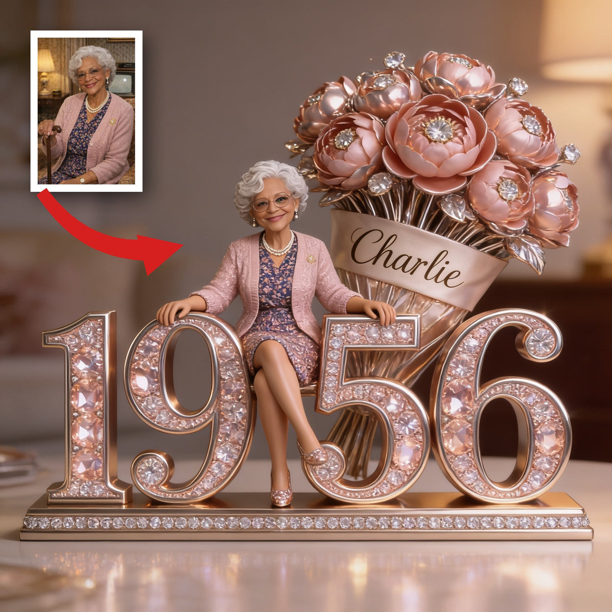 Personalized 70th Birthday Older Black Woman Custom Shaped Acrylic Plaque Gift