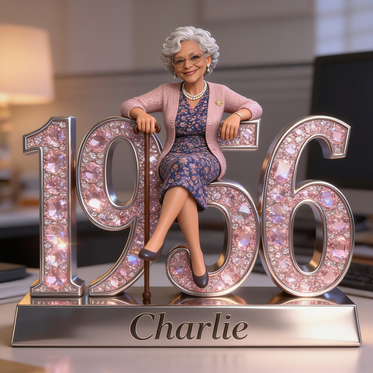Personalized 70th Birthday Older Black Woman Custom Shaped Acrylic Plaque Gift For Her