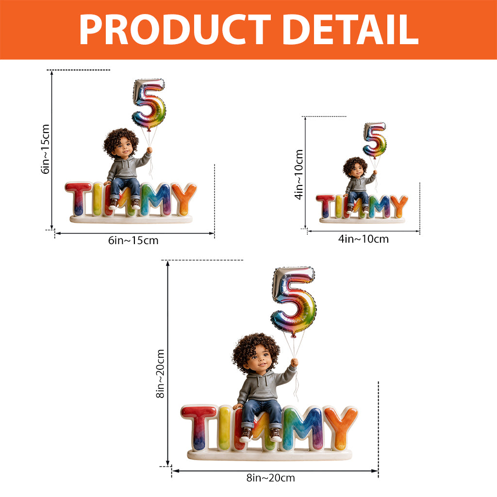 Personalized Birthday Black Little Boy Custom Shaped Acrylic Plaque Gift for Son Grandson