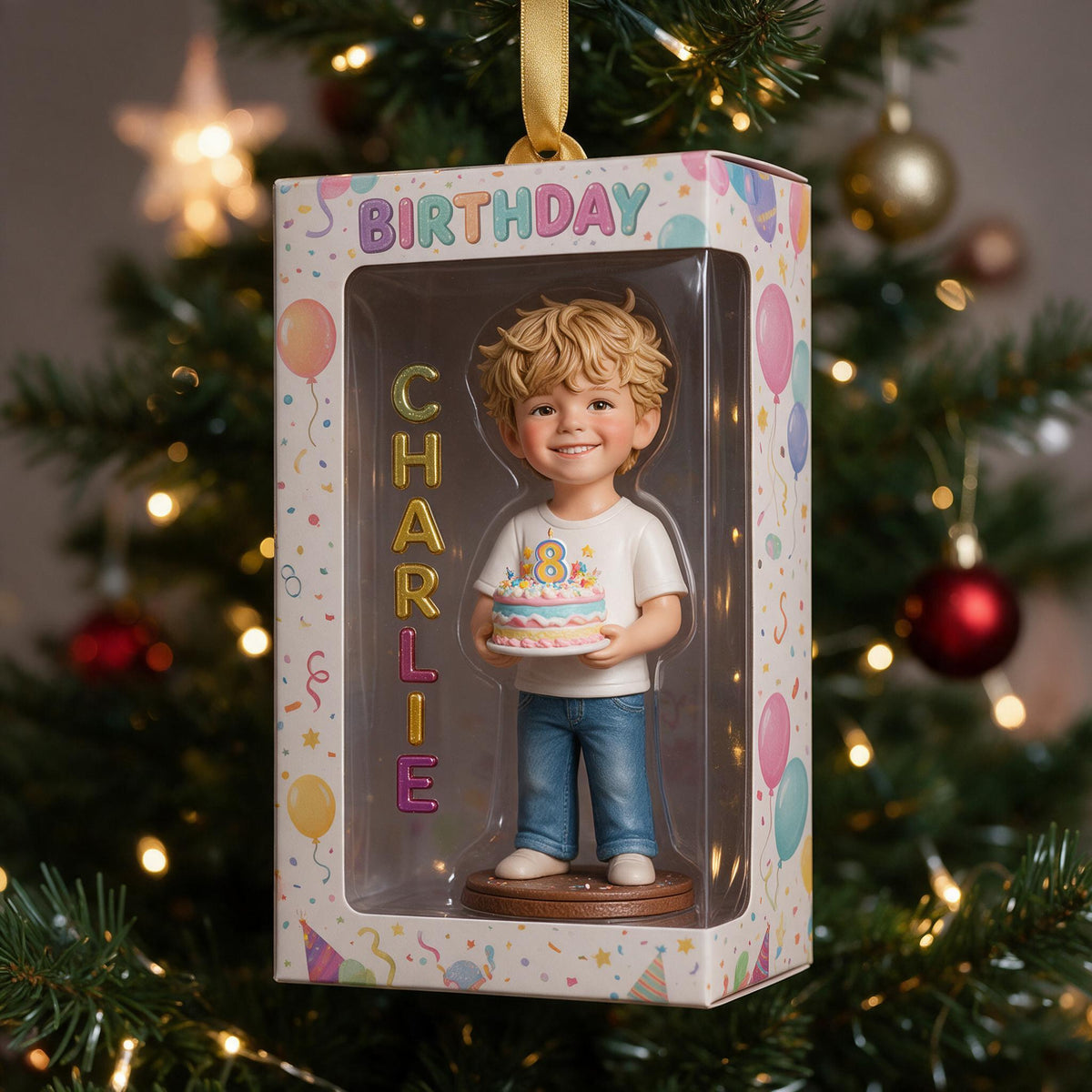 Personalized Birthday Little Boy Ornament - Son Grandson Nephew Keepsake Gift