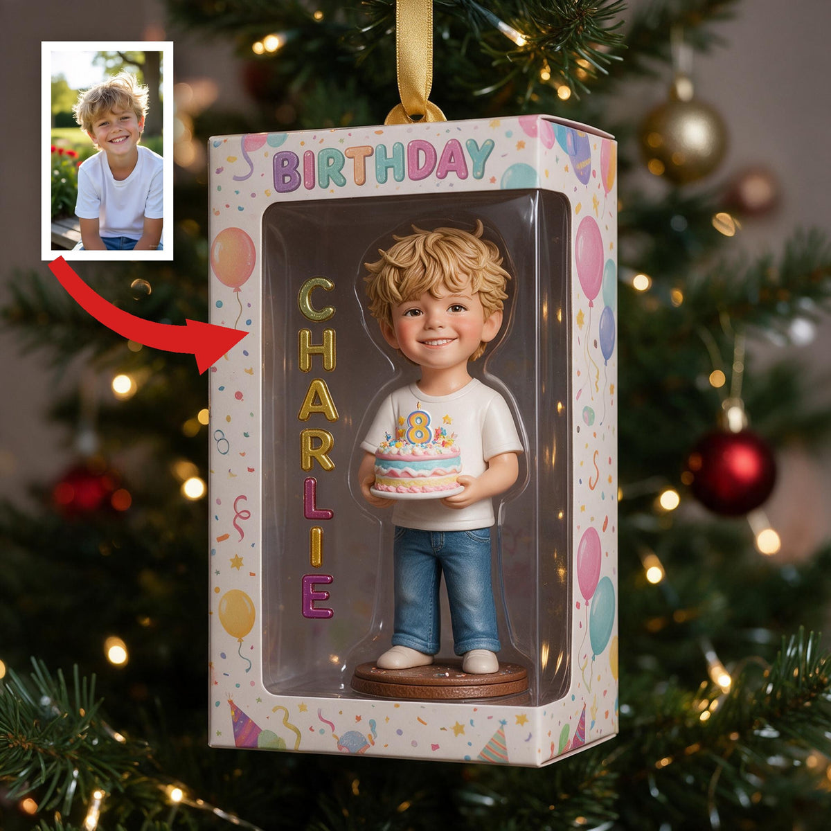 Personalized Birthday Little Boy Ornament - Son Grandson Nephew Keepsake Gift