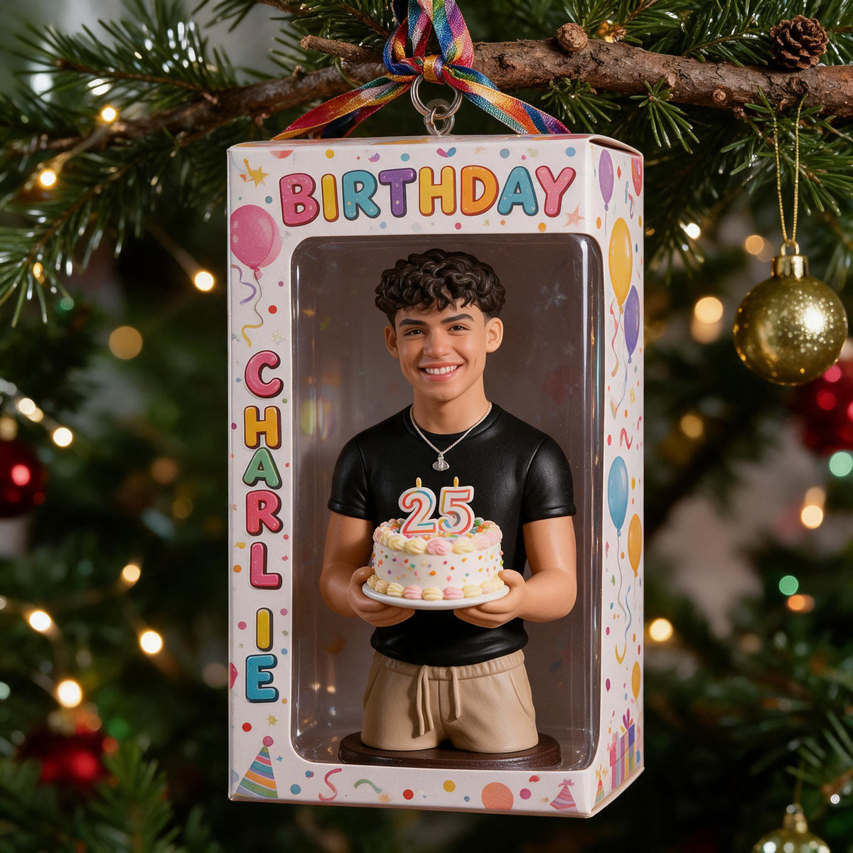 Personalized 25th Birthday Latino Man Ornament, Gift for Husband Boyfriend Son