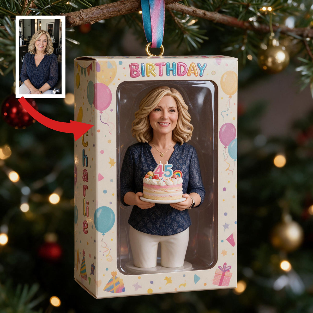 Personalized 45th Birthday Middle-Aged Woman Keepsake Ornament Gift