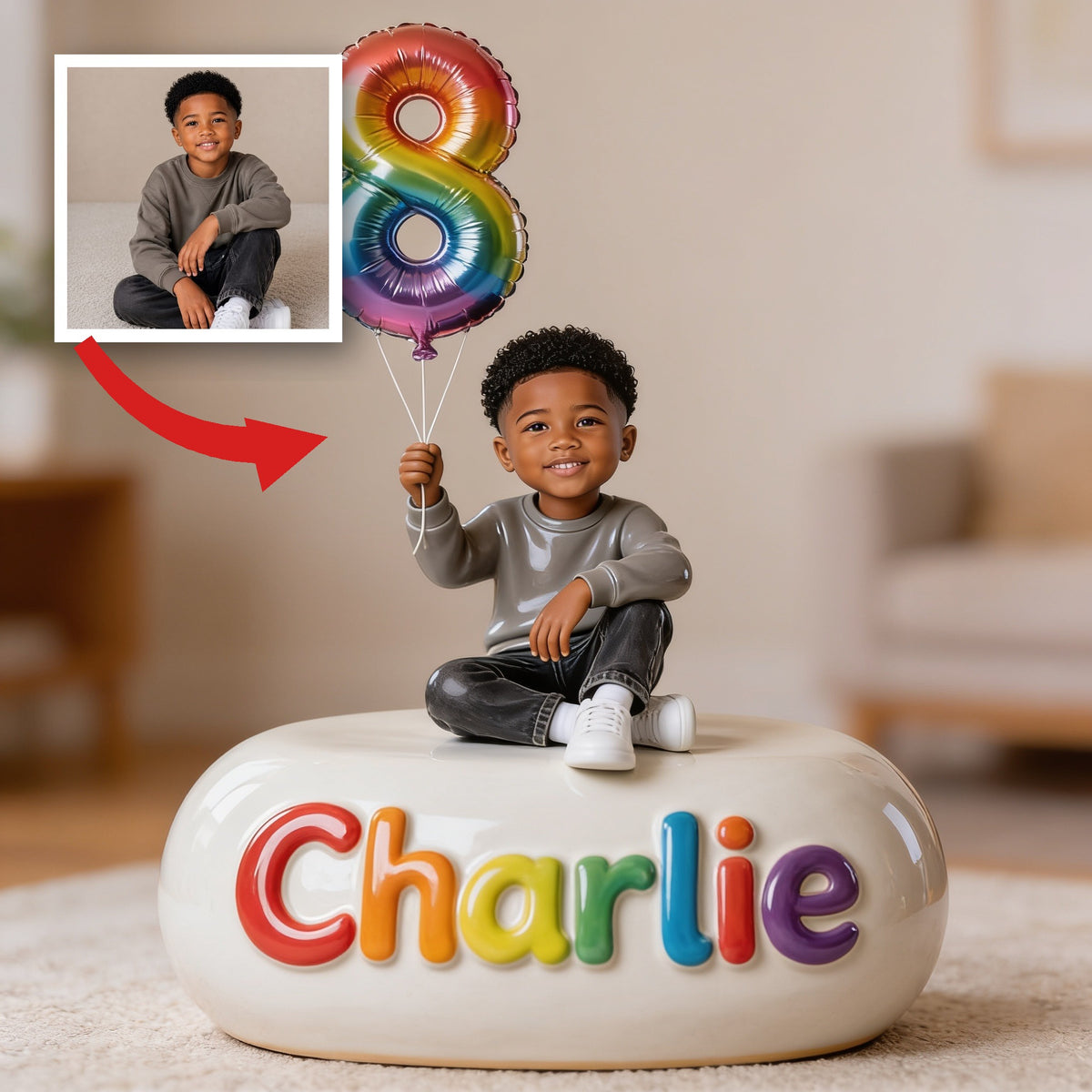 Personalized Birthday Black Little Boy Custom Shaped Acrylic Plaque Gift for Son Grandson