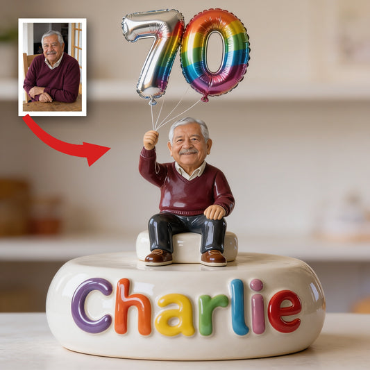 Personalized 70th Birthday Older Latino Man Custom Shaped Acrylic Plaque Gift for Dad Grandpa