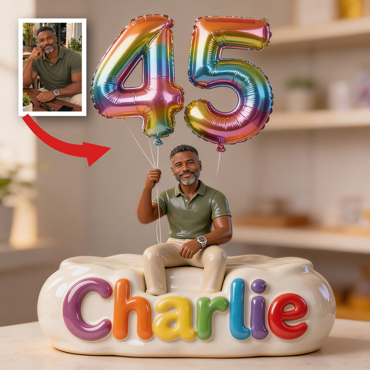Personalized 45th Birthday Middle-Aged Black Man Custom Shaped Acrylic Plaque Gift