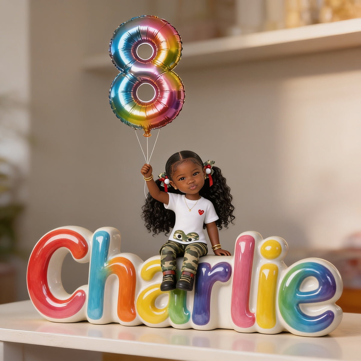 Plaque Acrylique Personnalisée Anniversaire Fille Noire Cadeau Enfant
