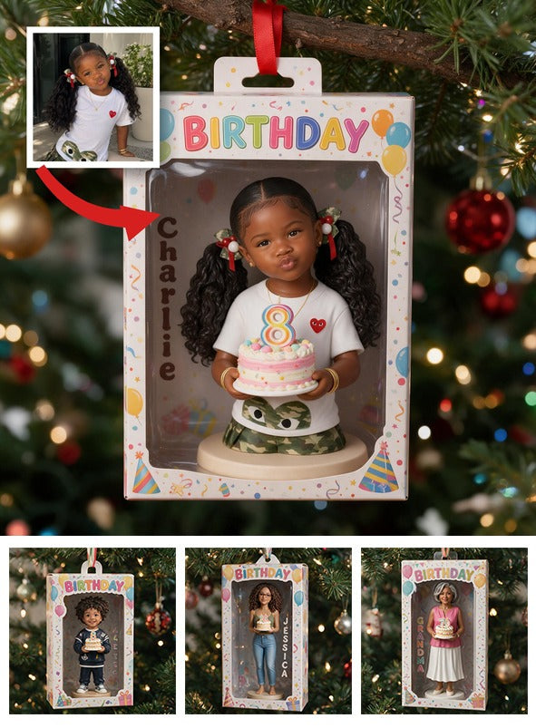 Ornement d'anniversaire personnalisé pour petite fille noire, cadeau pour fille, petite-fille, nièce