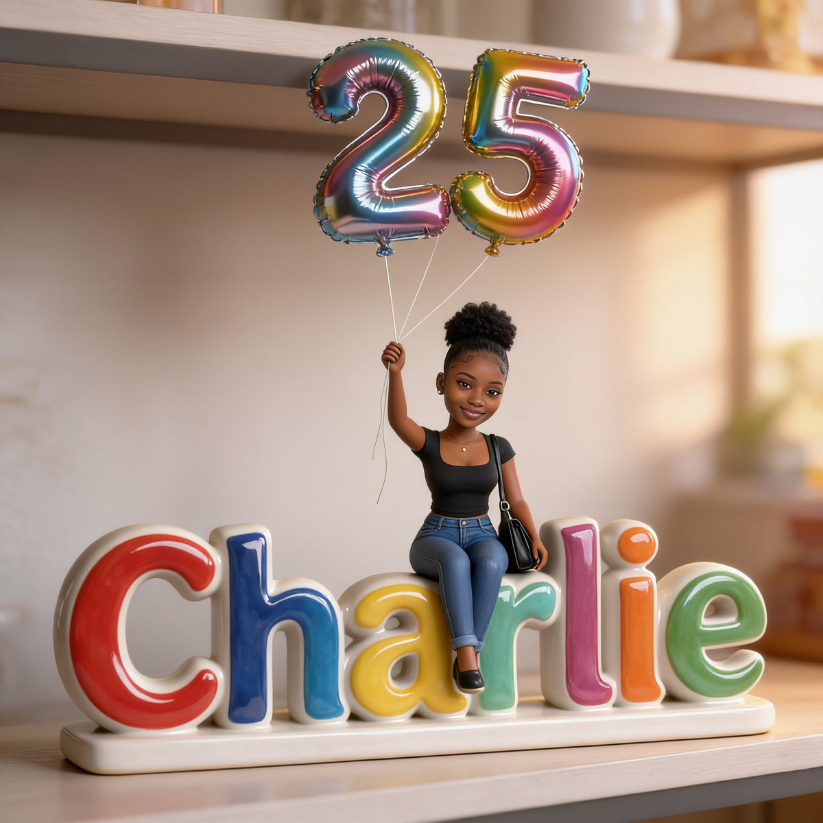 Personalized 25th Birthday Black Woman Custom Shaped Acrylic Plaque Gift