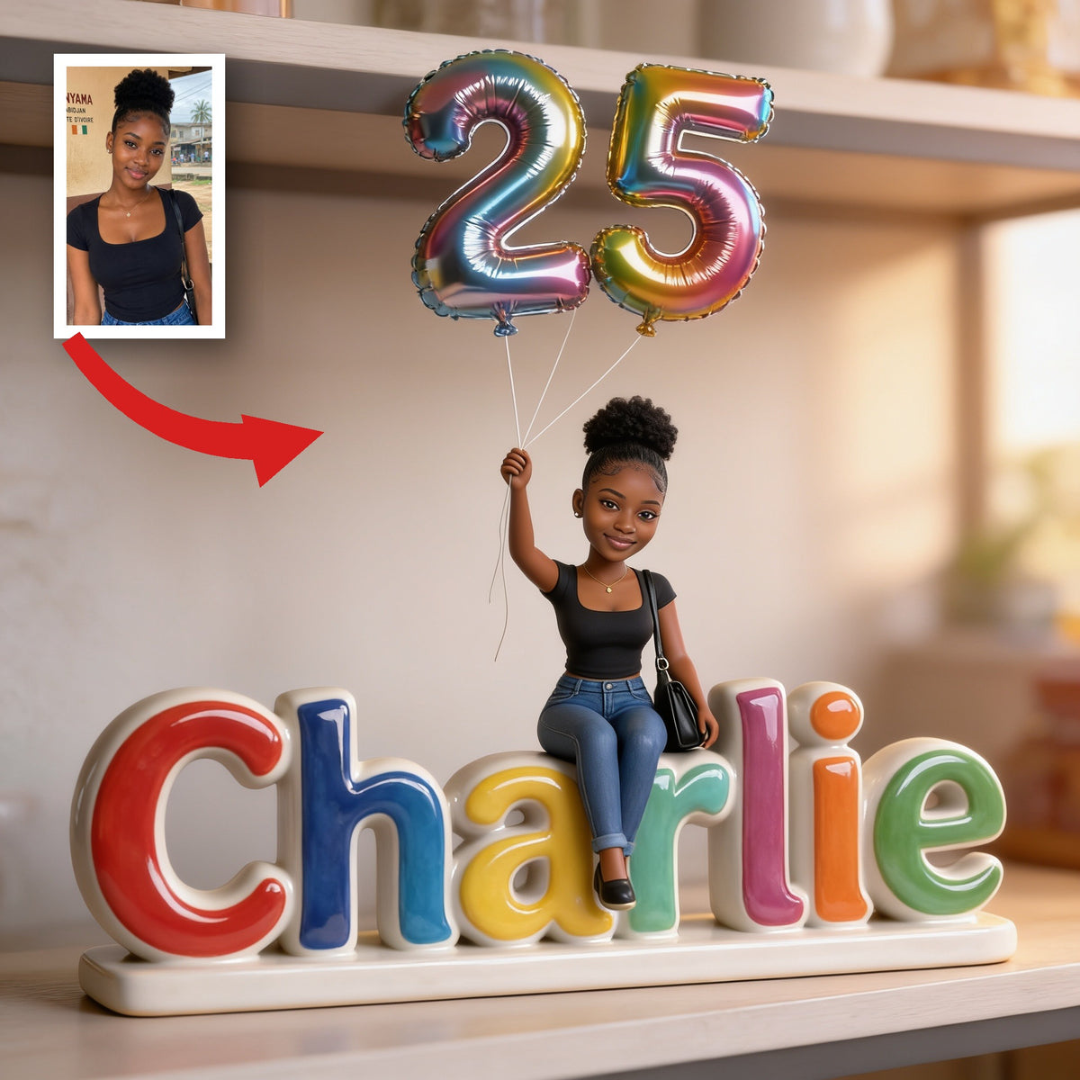 Personalized 25th Birthday Black Woman Custom Shaped Acrylic Plaque Gift