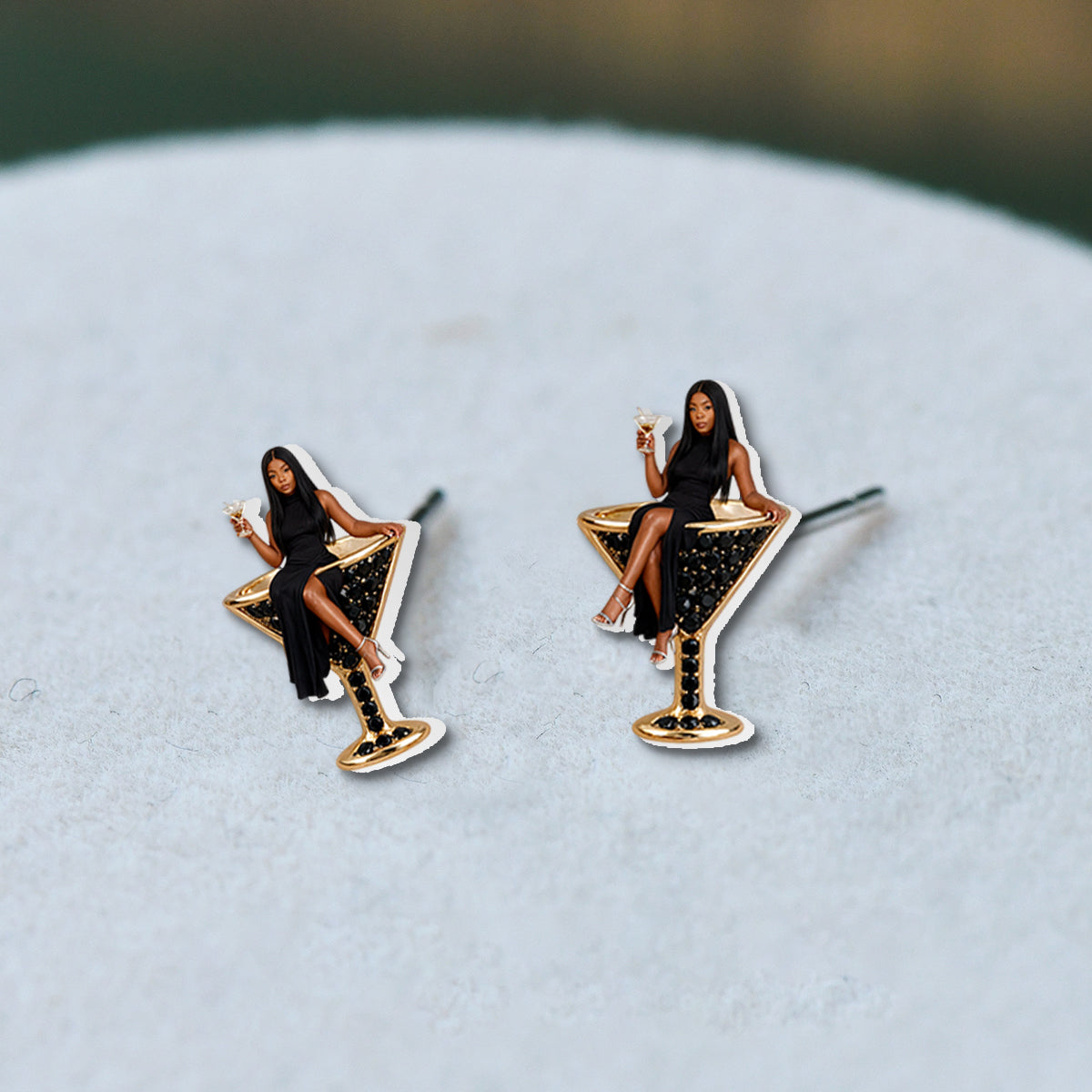 Personalized 70th Birthday Older Black Woman Pendant Necklace & Stud Earrings