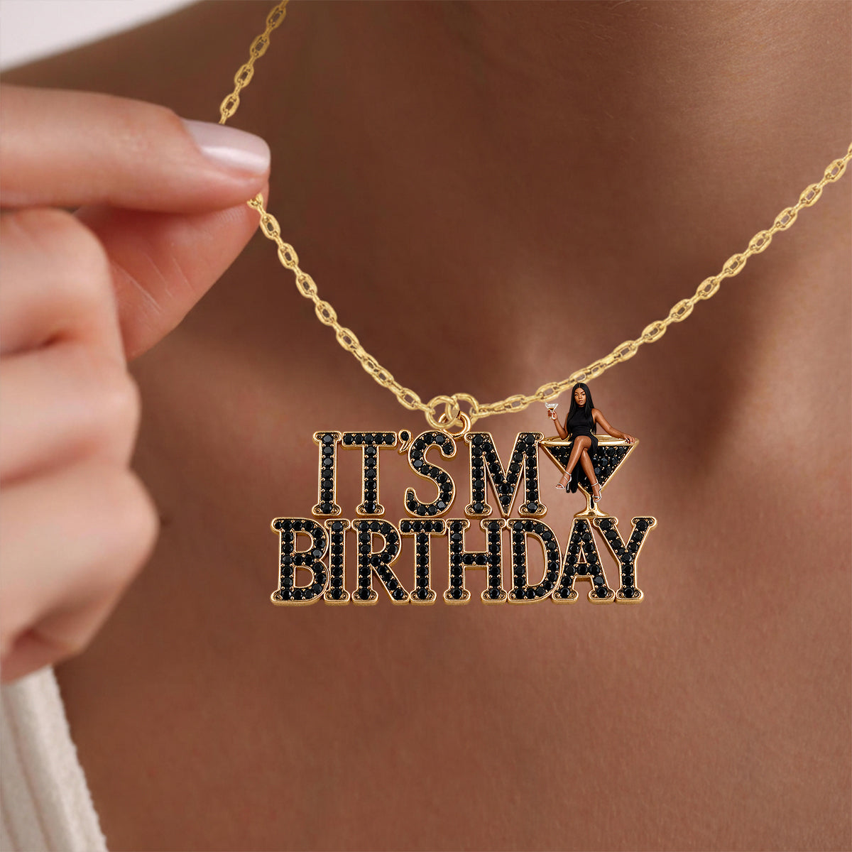Personalized 70th Birthday Older Latina Woman Pendant Necklace & Stud Earrings Jewelry Set
