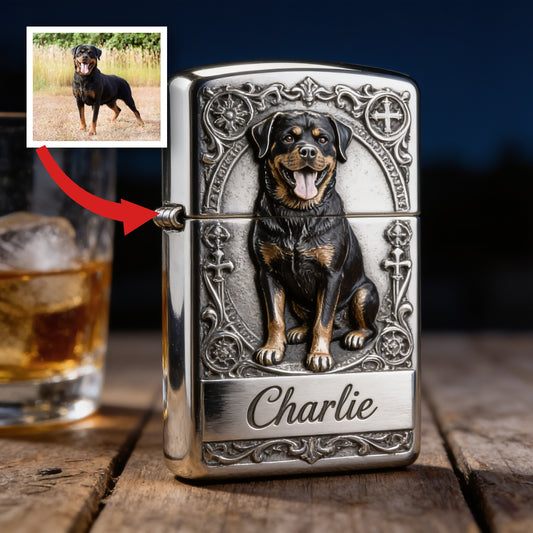 Personalized Black and Tan Adult Rottweiler Lighter Pet Owner Keepsake Gift