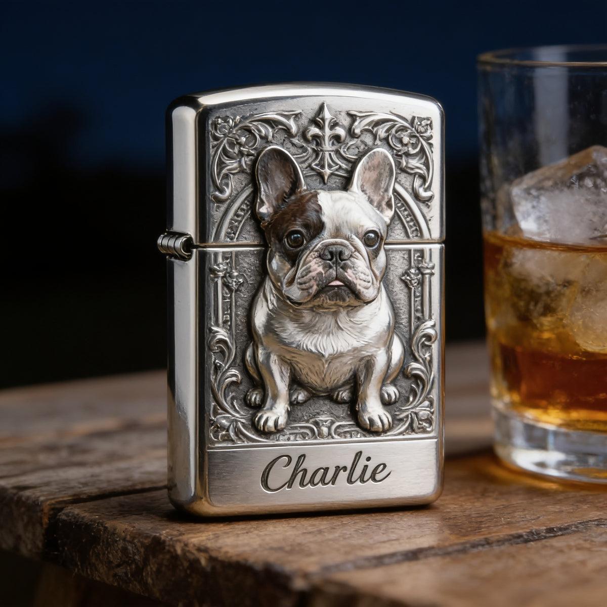 Personalized Black and White French Bulldog Lighter Pet Lover Gift