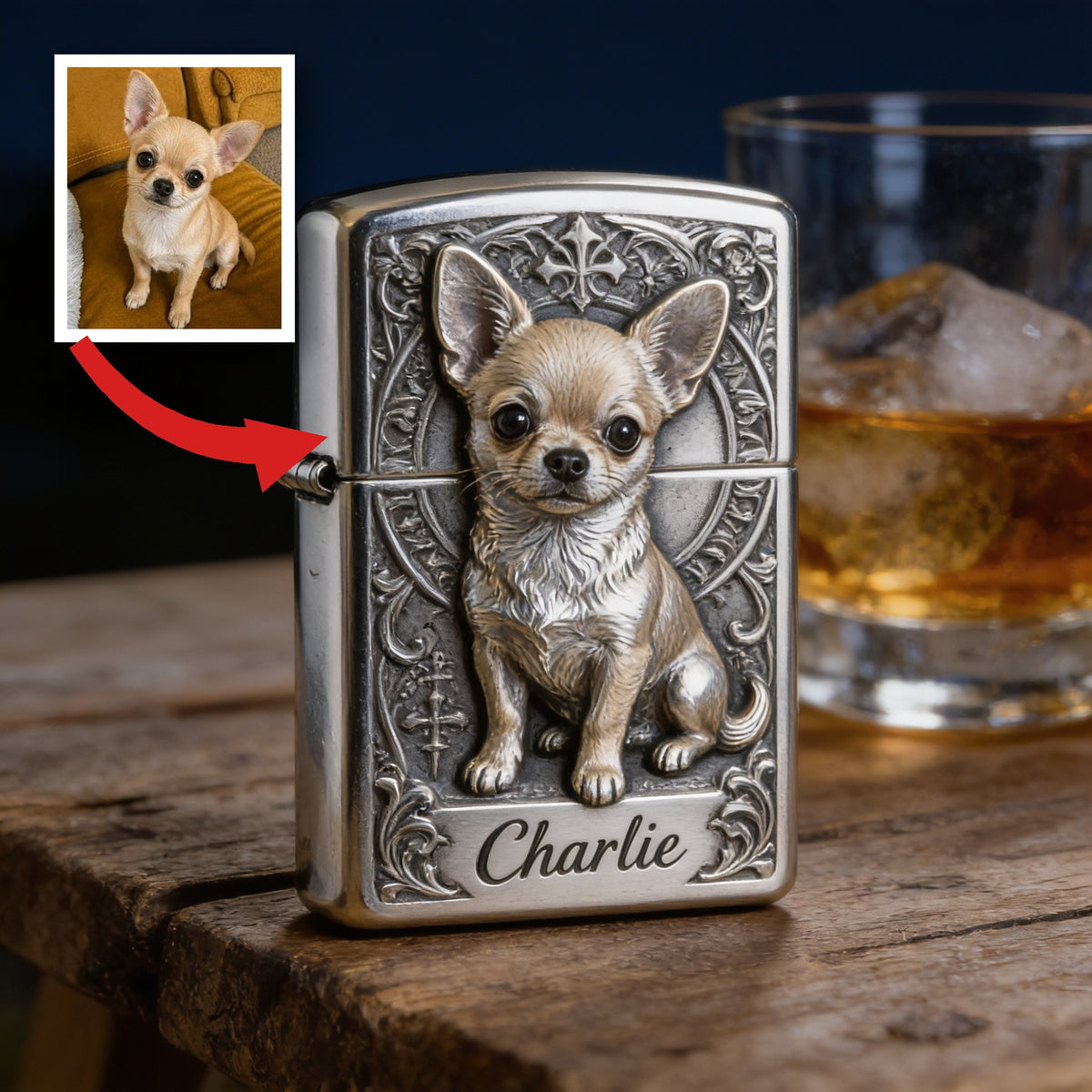 Personalized Fawn White Chihuahua Lighter Pet Owner Keepsake Gift