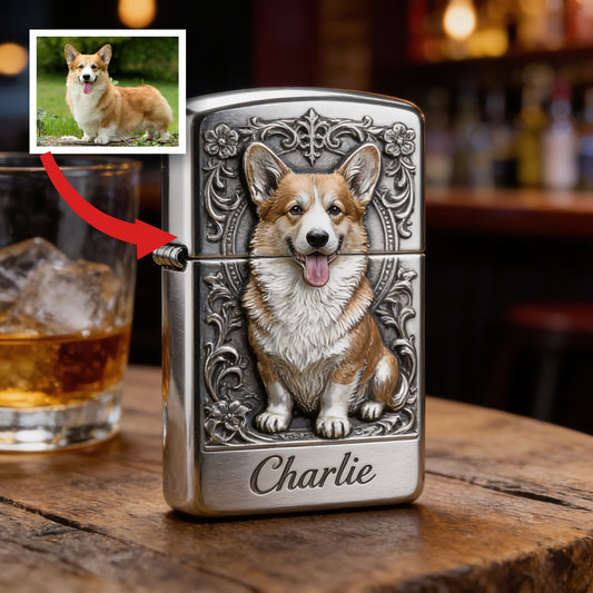 Personalized Tan & White Adult Pembroke Welsh Corgi Lighter Pet Lover Gift