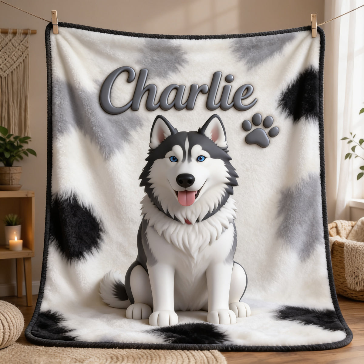 Personalized Siberian Husky 2010-2024 Soft Pet Blanket Gift for Dog Owners