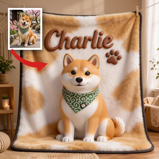 Personalized 2018-2028 Shiba Inu Dog Blanket Soft Custom Pet Throw Gift