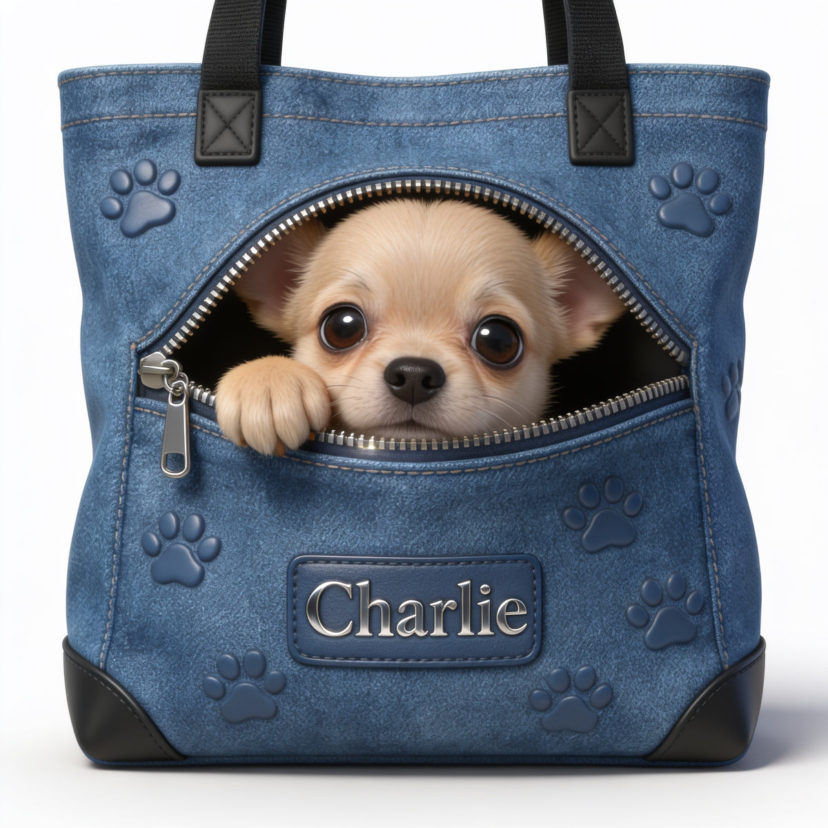 Personalized Fawn and White Chihuahua Puppy Tote Bag Dog Lover Gift