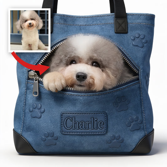 Personalized Curly Fur Poodle Tote Bag Dog Lover Gift