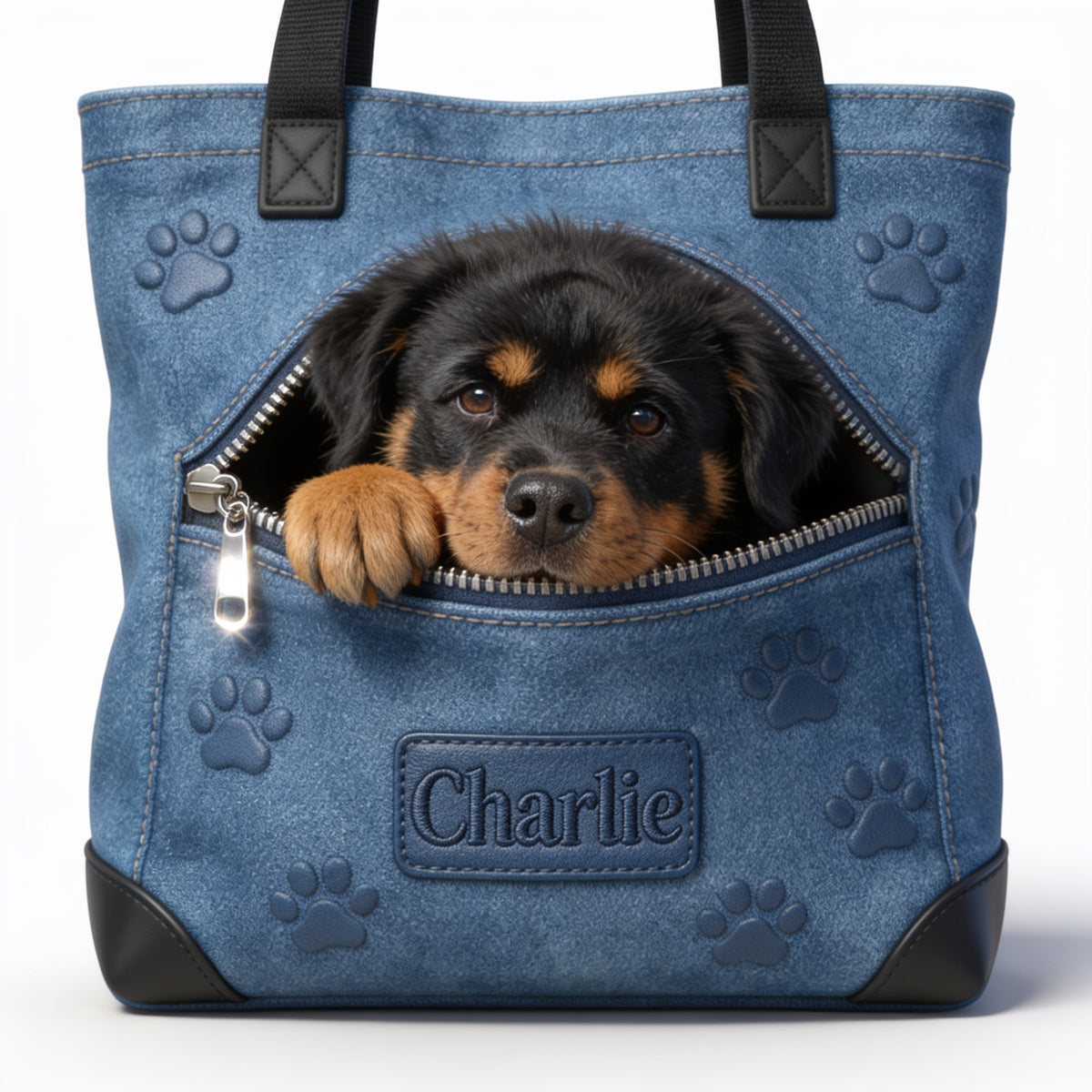 Personalized Black and Tan Adult Rottweiler Tote Bag Dog Owner Gift