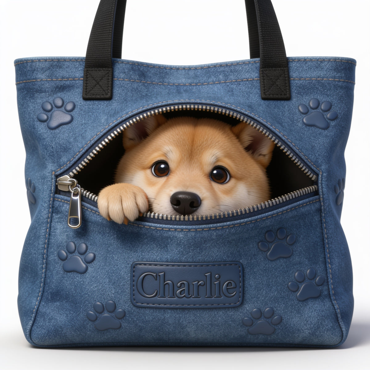 Personalized Tan and White Shiba Inu Tote Bag Dog Lover Gift