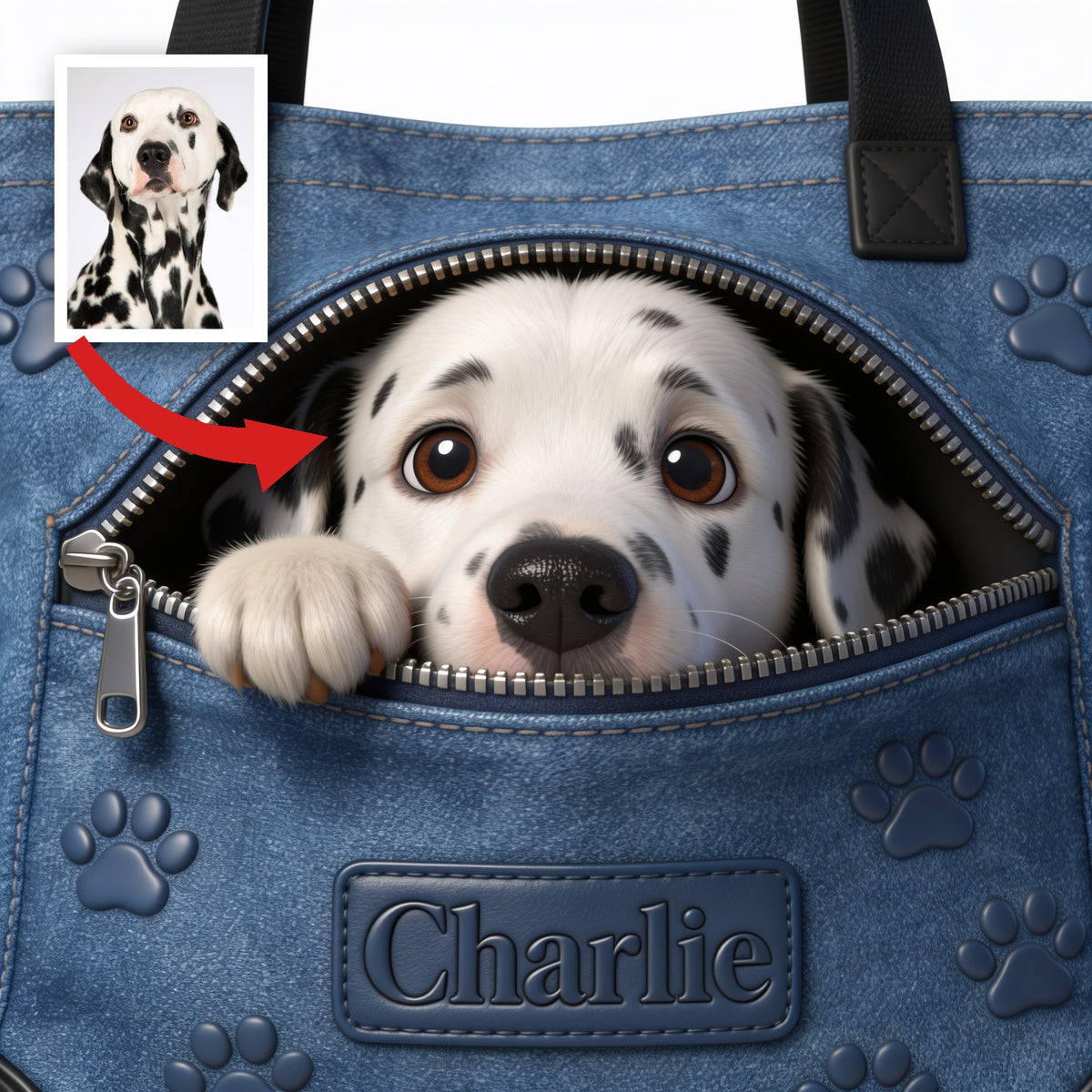 Personalized Black and White Spotted Dalmatian Tote Bag Dog Lover Gift