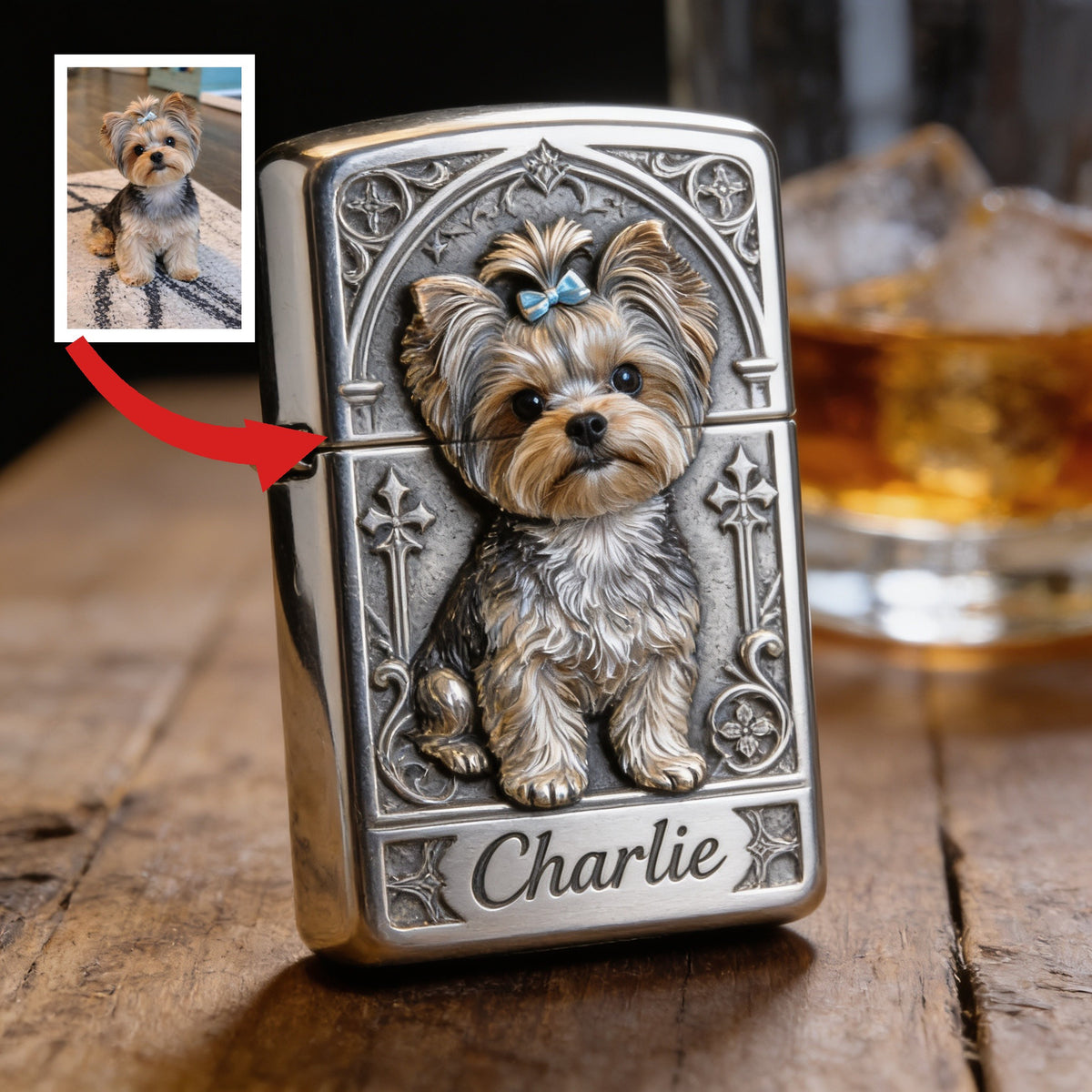 Personalized Long Coat Yorkshire Terrier Lighter Pet Lover Gift