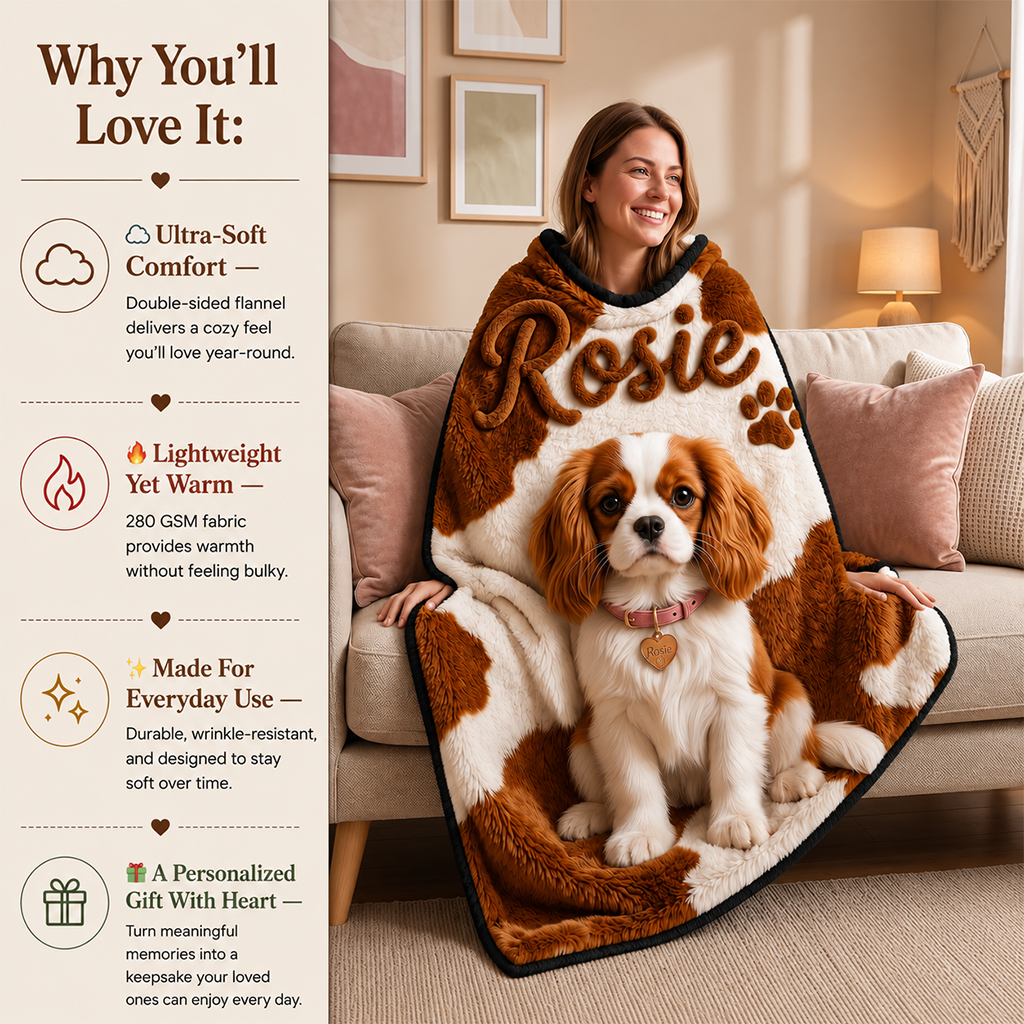 Personalized Fawn White Chihuahua Puppy Pet Blanket Dog Lover Gift