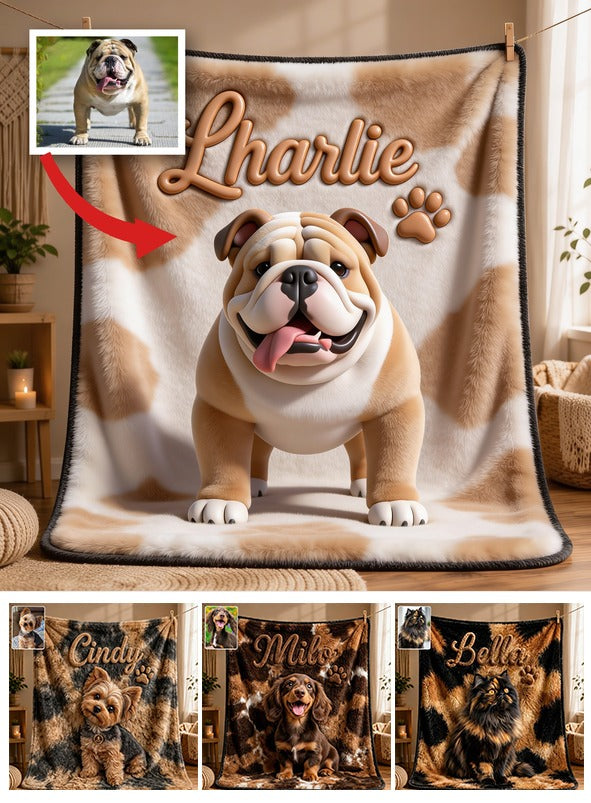 Personalisierte Fawn und Weiße Bulldoggen-Decke für Hundeliebhaber