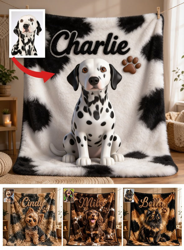Personalized Black and White Spotted Dalmatian Pet Blanket Dog Lover Gift