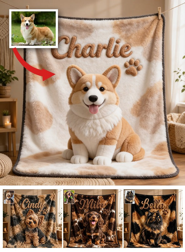 Personalized Adult Tan and White Pembroke Welsh Corgi Pet Blanket Dog Lover Gift