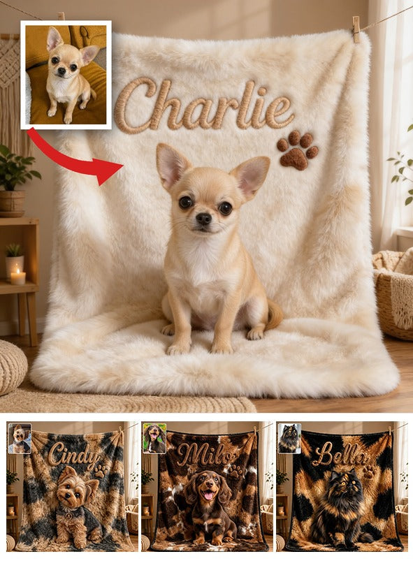 Personalized Fawn White Chihuahua Puppy Pet Blanket Dog Lover Gift
