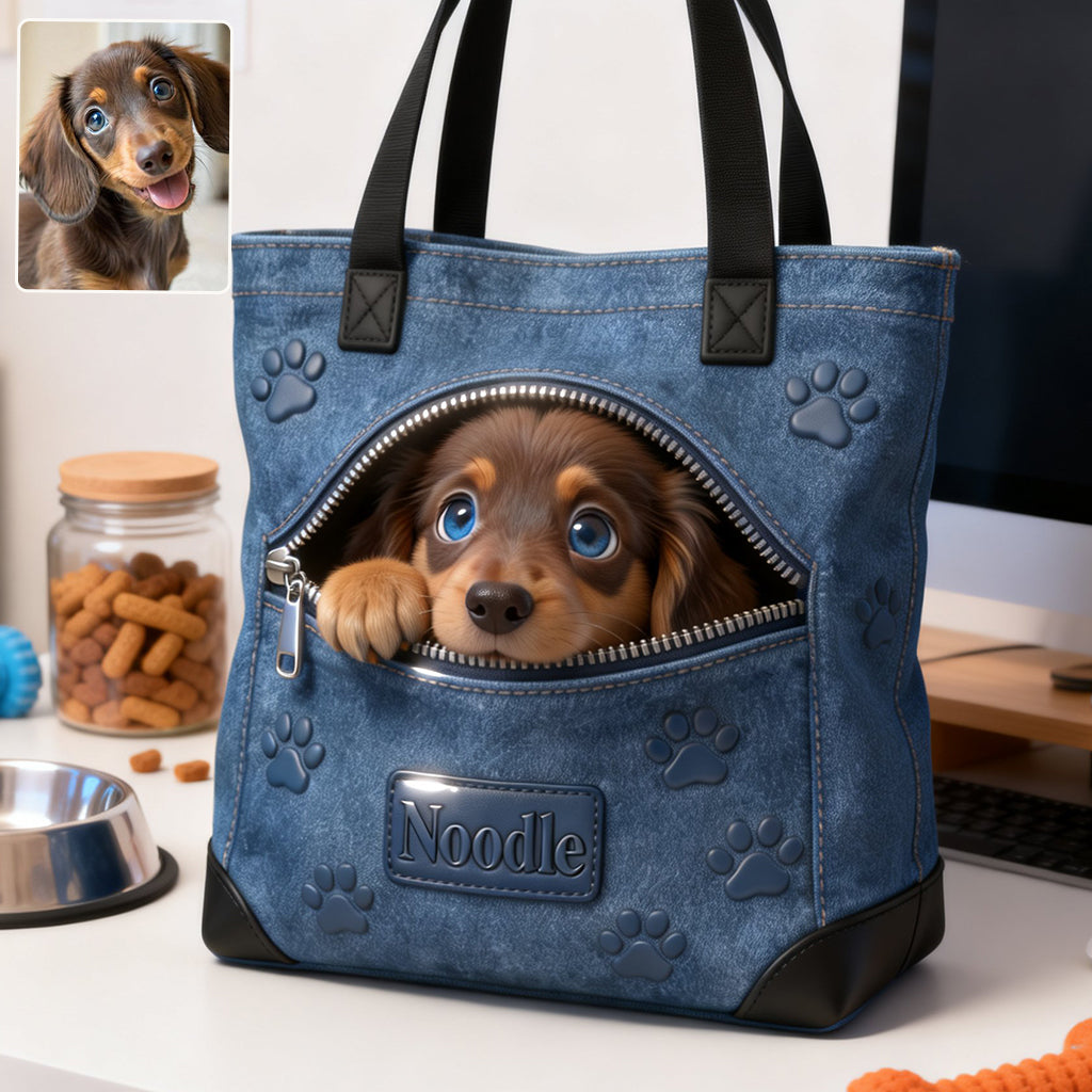Personalized Tan and White Shiba Inu Tote Bag Dog Lover Gift