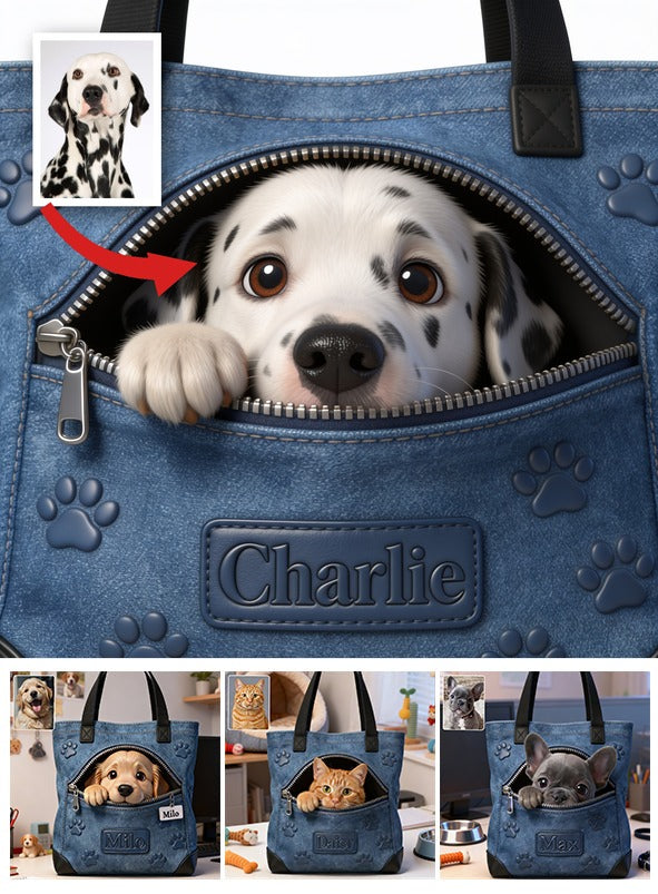 Personalized Black and White Spotted Dalmatian Tote Bag Dog Lover Gift