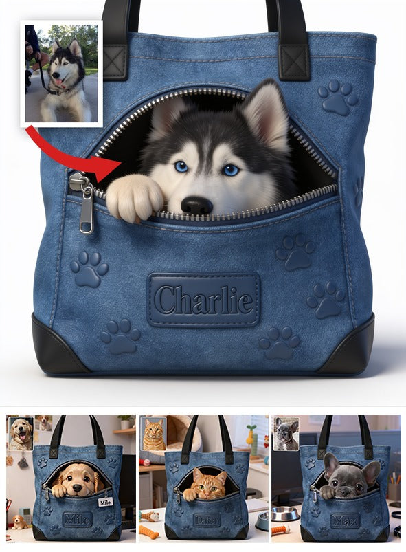 Personalized Blue Eyed Siberian Husky Tote Bag Dog Lover Gift