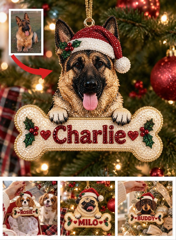 Personalized Christmas Black and Tan German Shepherd Diamond Painting Ornament Kit