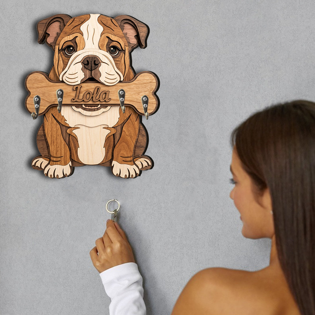 Personalized Black and Tan Adult Rottweiler Wooden Key Rack Dog Lover Home Decor Gift