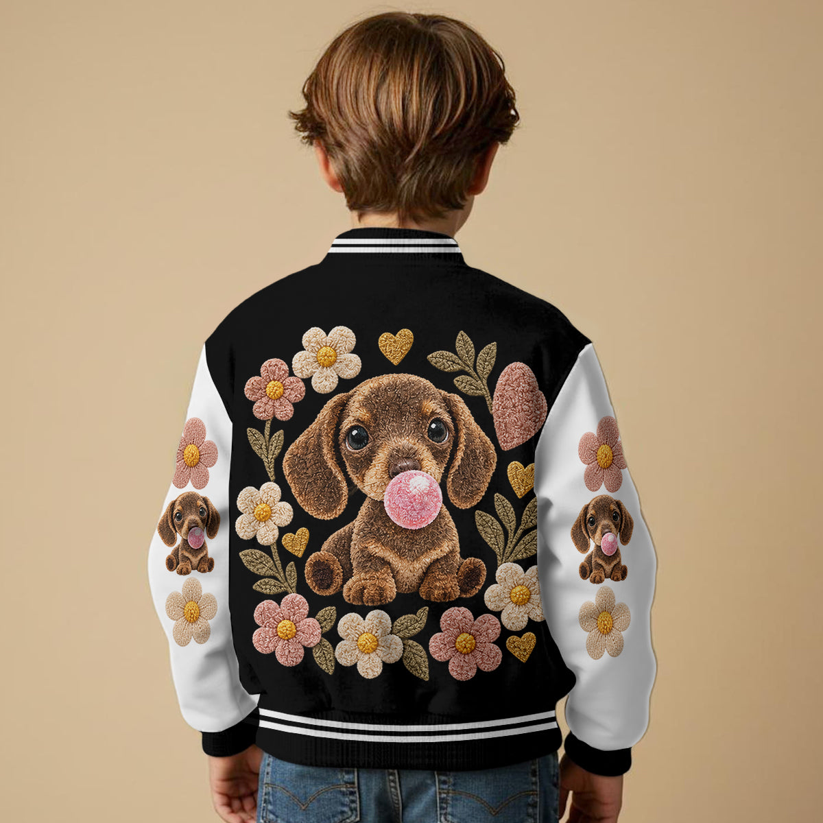 Personalized Fawn White Chihuahua Puppy Varsity Jacket Dog Lover Gift