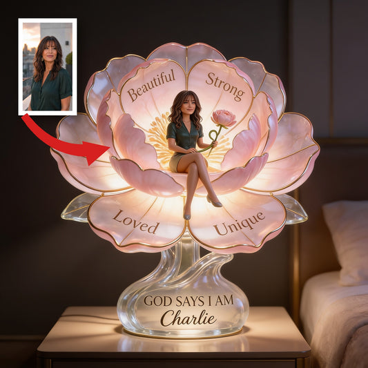 Personalized Middle-Aged Latina Woman Acrylic LED Night Light Self Love Gift