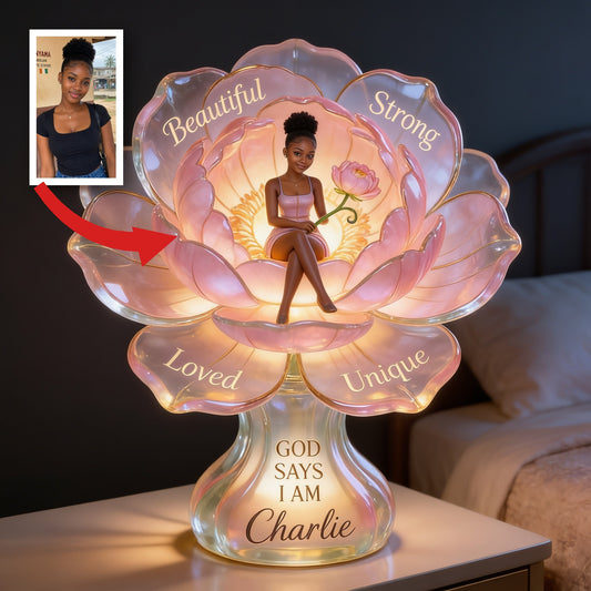 Personalized Black Woman Self Love Acrylic LED Night Light Gift For Her