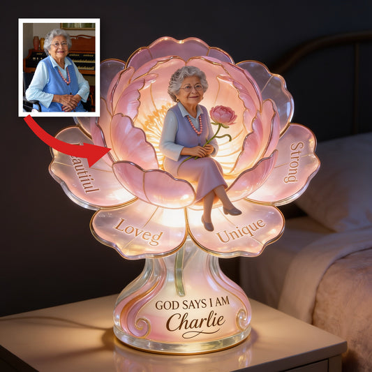 Personalized Older Latina Woman Acrylic LED Night Light, Grandma Mom Self Love Gift