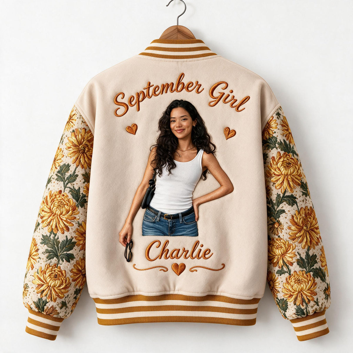 Personalized Latina Woman Floral Varsity Jacket Self Love Gift for Her