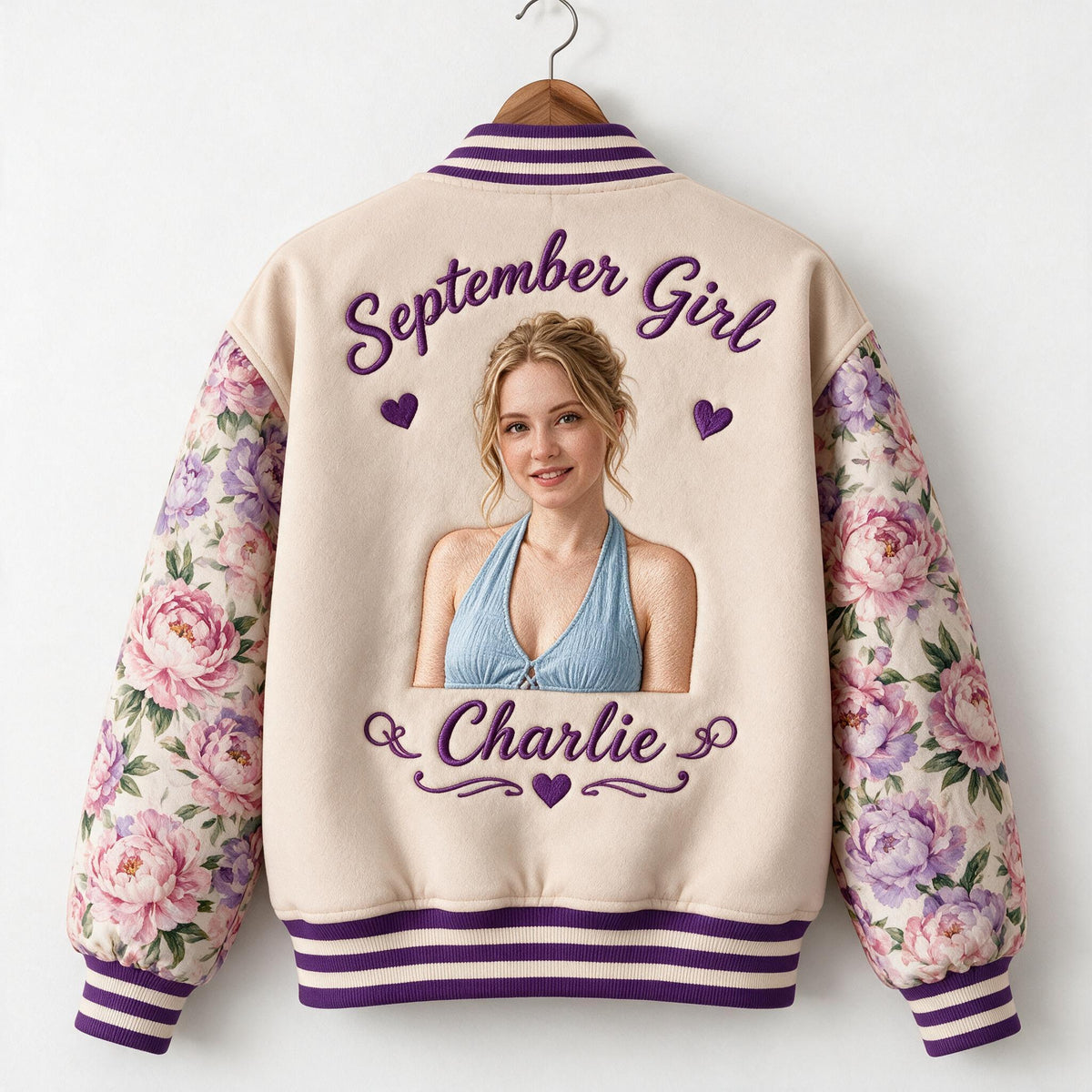 Personalisierte Damen Floral Varsity Jacke Geschenk für Frau Freundin Tochter