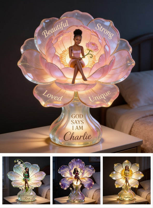Personalized Black Woman Self Love Acrylic LED Night Light Gift For Her